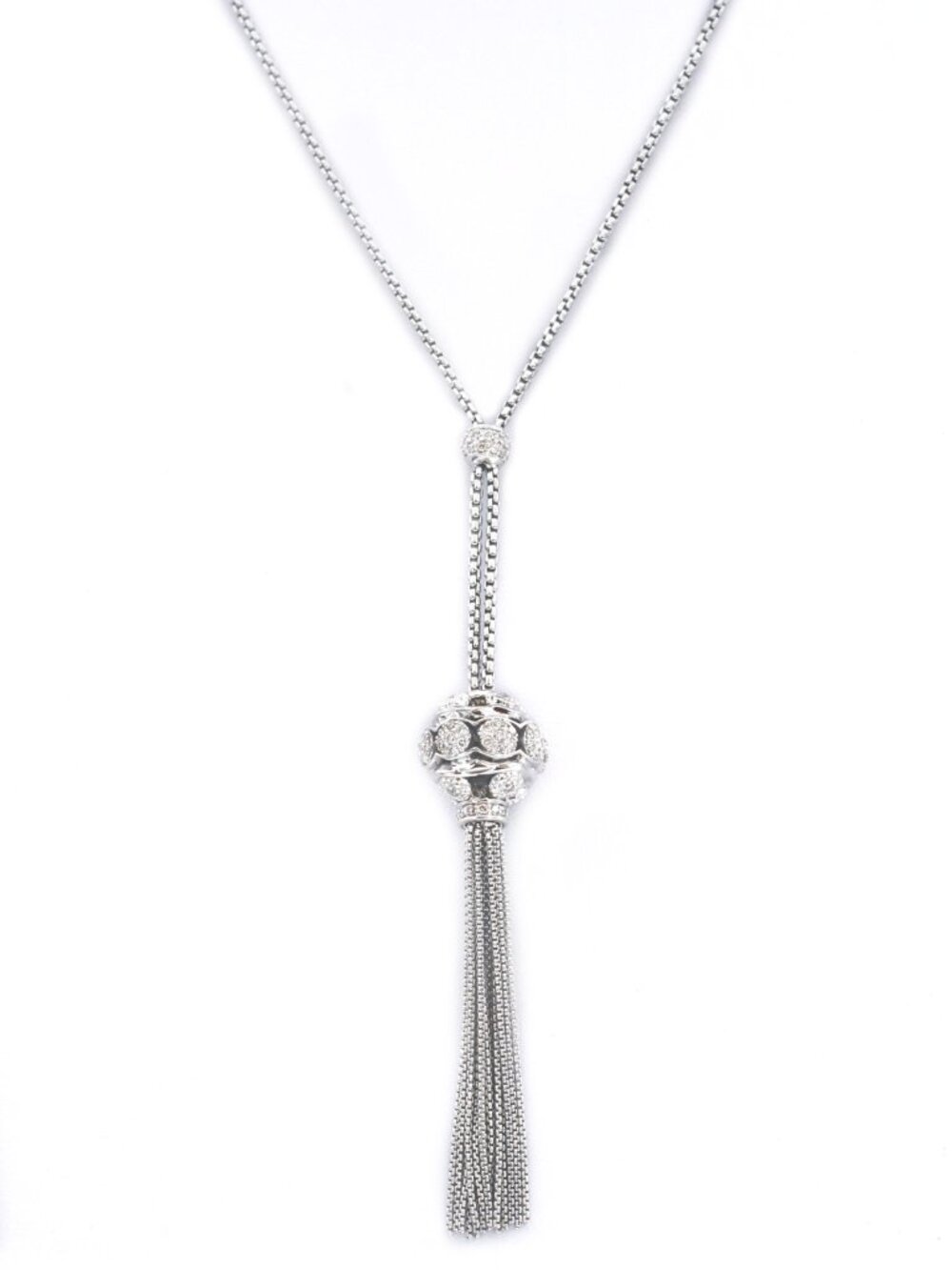 David Yurman 925 Silver Diamond Tassel Necklace